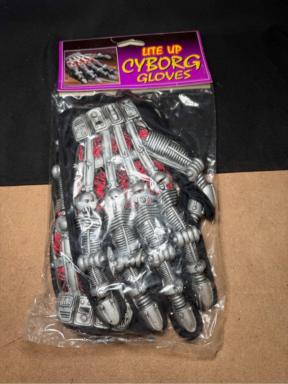 Vintage Lite Up Cyborg Gloves Halloween
